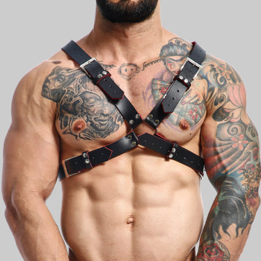 Black leather harness