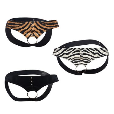 Cockring Jockstrap — Faux Leather C-Ring Jock, Animal Print | DNGEON