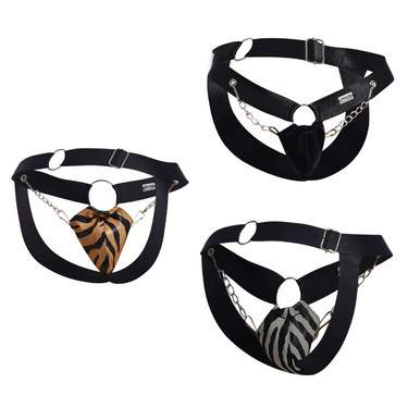Chain Jockstrap — Faux Leather Jock with Chains, Animal Print | DNGEON
