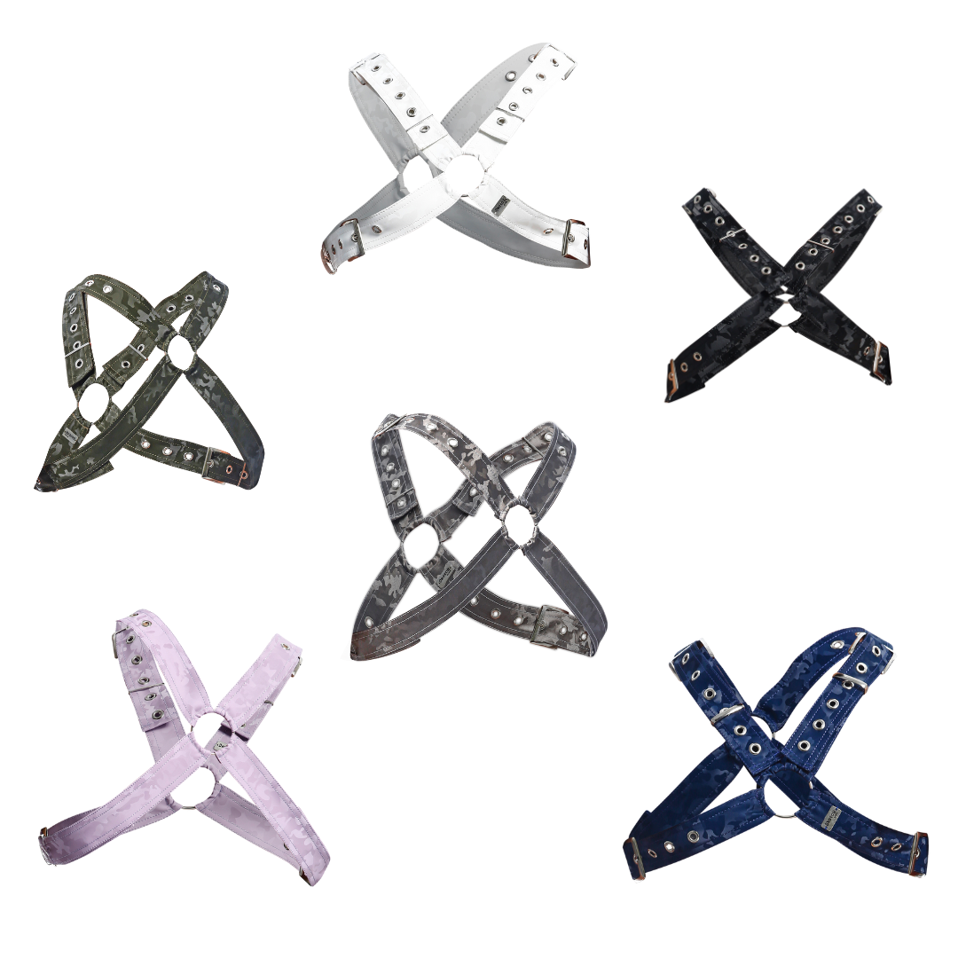 DMBL09 Cross Harness Collection: Embrace Playtime with Edgy Camo Colors ...