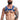 A person wearing a blue faux leather belt harness with a mirrored surface.