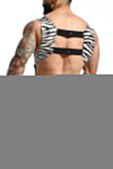 Body Harness for Men — Animal Print Croptop Faux Leather Harness | DNGEON